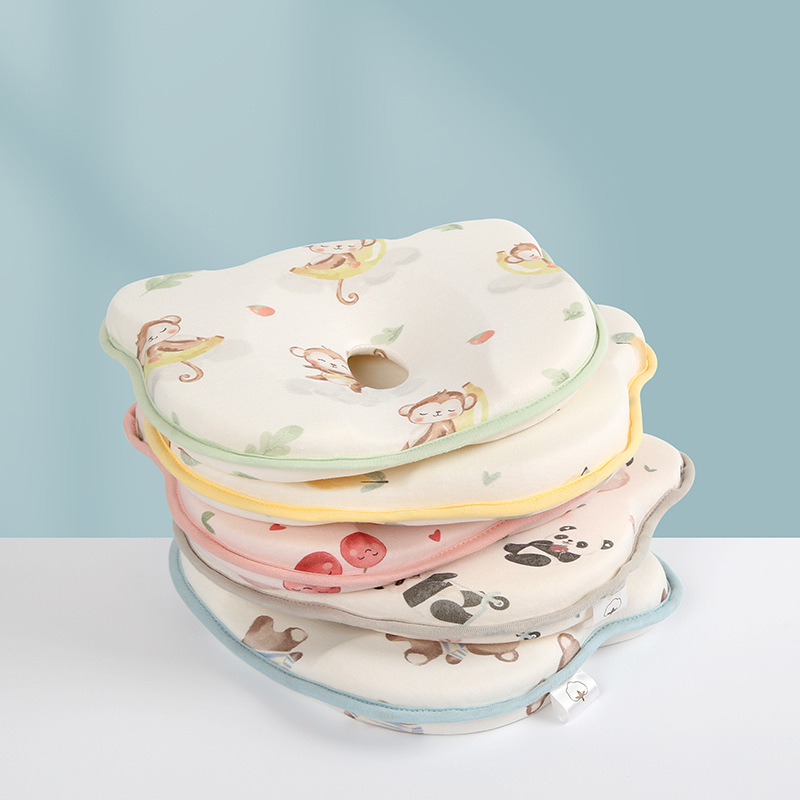 Възглавничка за оформяне на главата на бебето, карикатурен стил, чист памук, ниво безопасност A, пролет 2024, за новородени 0-1 г.