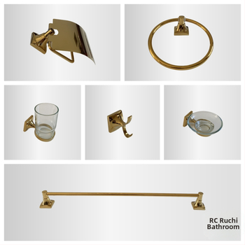 Set držača za ručnike u kupaonici, cinkova legura, završna obrada vacuum titanium, moderni minimalistički stil, šestodijelni set
