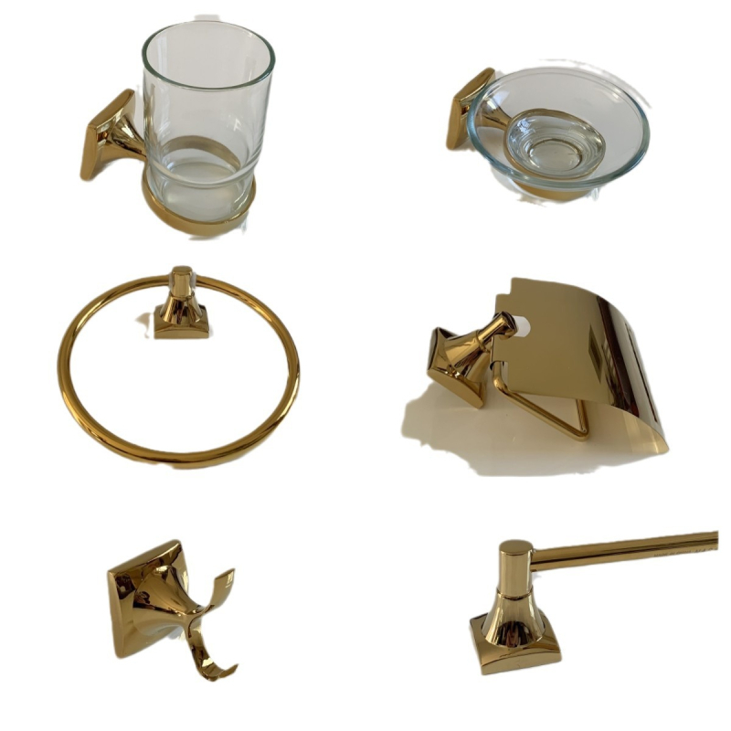 Set držača za ručnike u kupaonici, cinkova legura, završna obrada vacuum titanium, moderni minimalistički stil, šestodijelni set