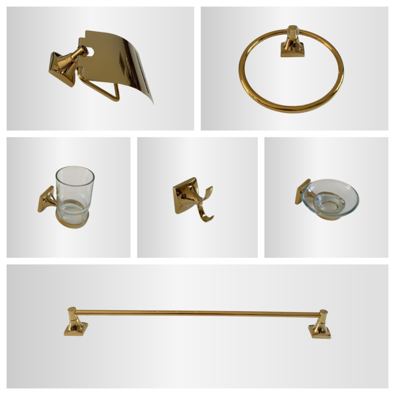 Set držača za ručnike u kupaonici, cinkova legura, završna obrada vacuum titanium, moderni minimalistički stil, šestodijelni set
