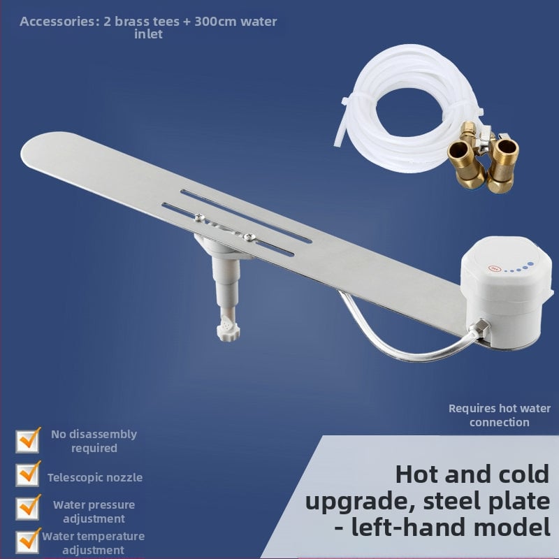 ľavostranný bidetový sedák na toaletu z nehrdzavejúcej ocele s nastaviteľným prietokom vody, bez diaľkového ovládania, inštalačné služby k dispozícii