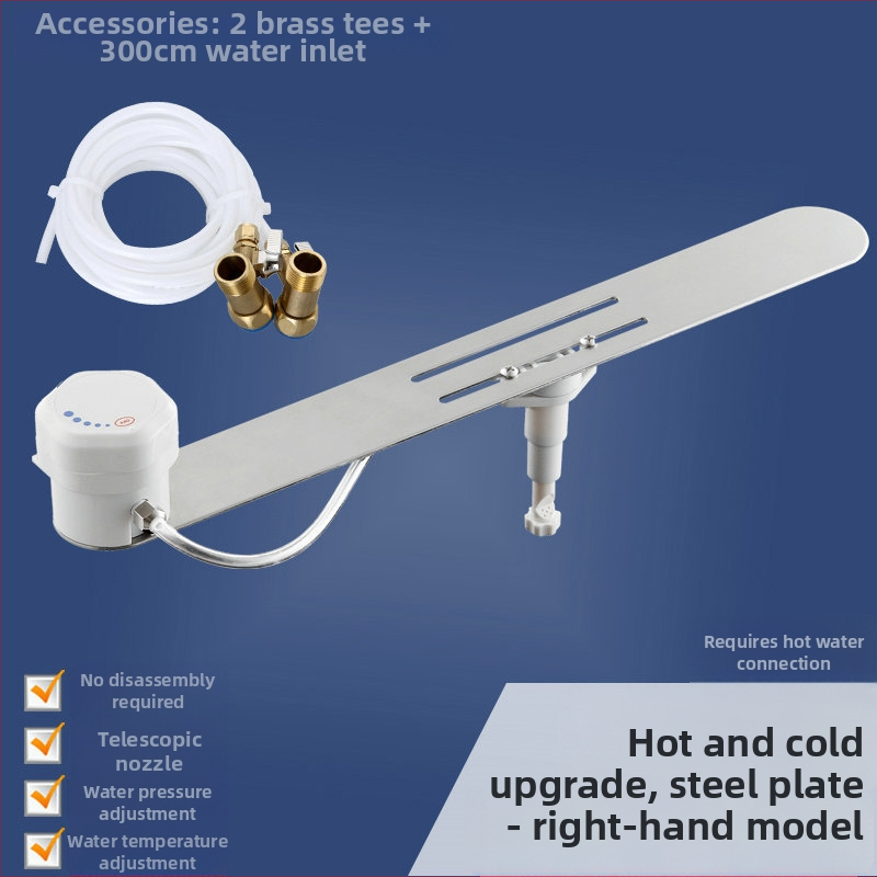 ľavostranný bidetový sedák na toaletu z nehrdzavejúcej ocele s nastaviteľným prietokom vody, bez diaľkového ovládania, inštalačné služby k dispozícii