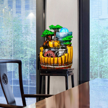 Feng shui dekorativna skulptura s tekućom vodom za dnevni boravak i ured – urezbena od smole (Materijal: smola; Obrada: urezbena; Površina: druga)