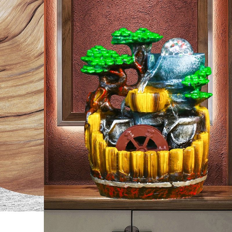 Feng shui dekorativna skulptura s tekućom vodom za dnevni boravak i ured – urezbena od smole (Materijal: smola; Obrada: urezbena; Površina: druga)
