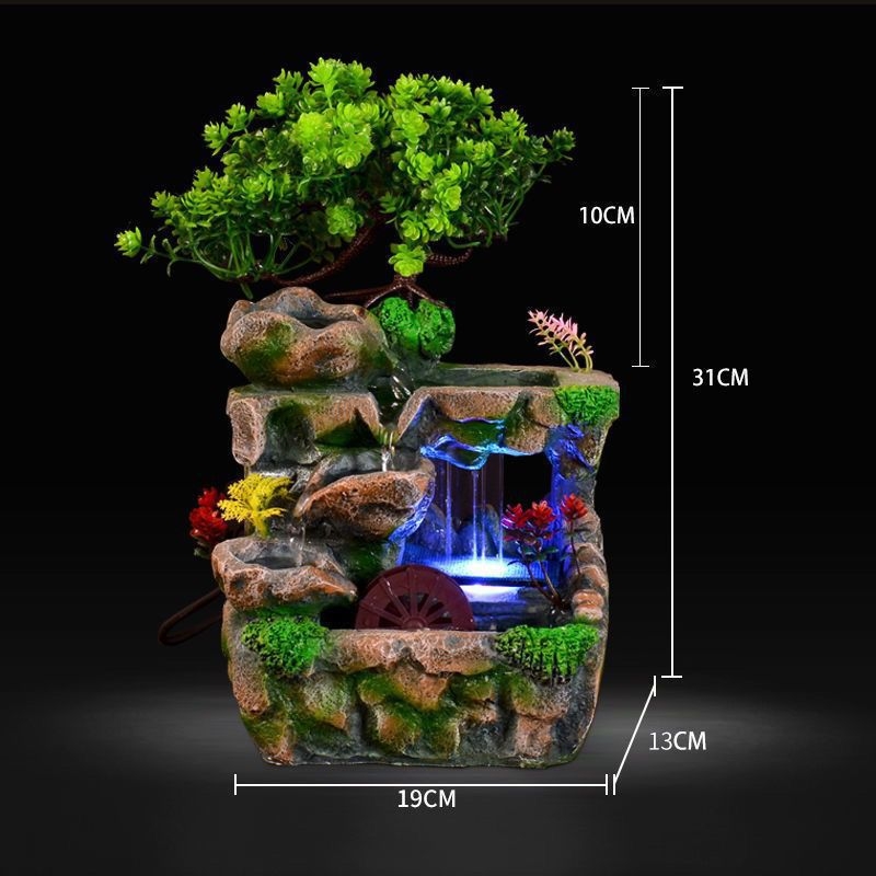 Feng shui dekorativna skulptura s tekućom vodom za dnevni boravak i ured – urezbena od smole (Materijal: smola; Obrada: urezbena; Površina: druga)