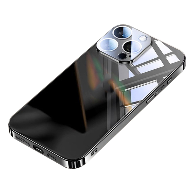 Carcasă pentru telefon cu oglindă din sticlă – finisaj electroplatinat, oglindă de machiaj, folie pentru obiectiv, disipare a căldurii, rezistentă la cădere, rezistentă la amprente