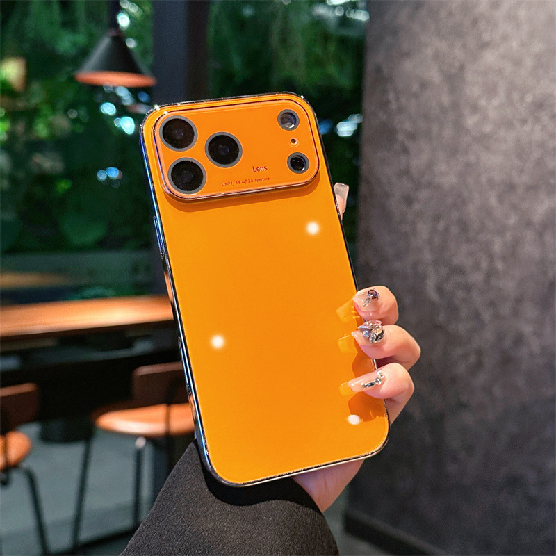 Carcasă pentru telefon cu oglindă din sticlă – finisaj electroplatinat, oglindă de machiaj, folie pentru obiectiv, disipare a căldurii, rezistentă la cădere, rezistentă la amprente