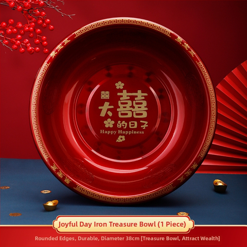 Vas esküvői mosdókagylók készlet – pár a hozományhoz és esküvői dekorációhoz, szöveges mintázat, rögzítés ragasztószalaggal, standard csomagolás