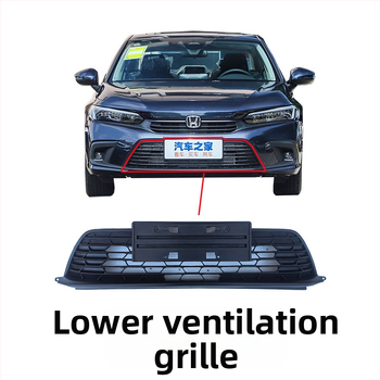Μπροστινή γρίλια με κυψελωτό μοτίβο για Honda Civic 11ης γενιάς, μεταλλική κατασκευή, συμβατή με χειροκίνητο κιβώτιο, αρχική εργοστασιακή εφαρμογή