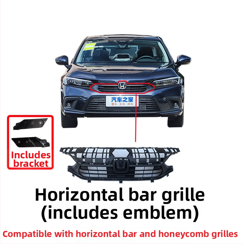 Chladičová mriežka s hexagonálnym vzorom pre Honda Civic 11. generácie, kovová konštrukcia, kompatibilná s manuálnou prevodovkou, originálna továrenská montáž