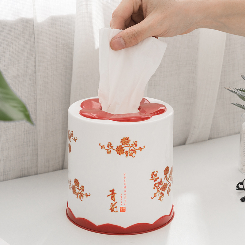 Okružna plastična kutija za papirnate maramice za rolu papira, stolna verzija, novi kineski stil, višefunkcionalna