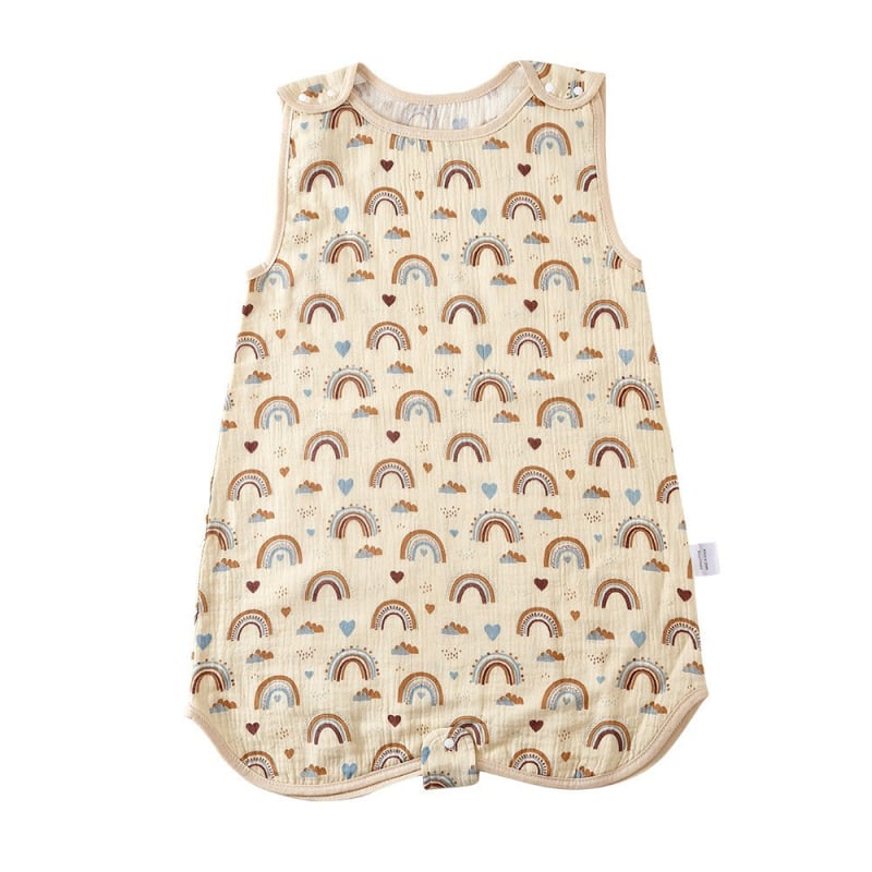 Spavaća vreća za bebe u vestnom stilu, bez rukava, od čistog pamuka (≥95%), podstava i punilo od pamuka; pogodno za ljeto, proljeće i jesen.