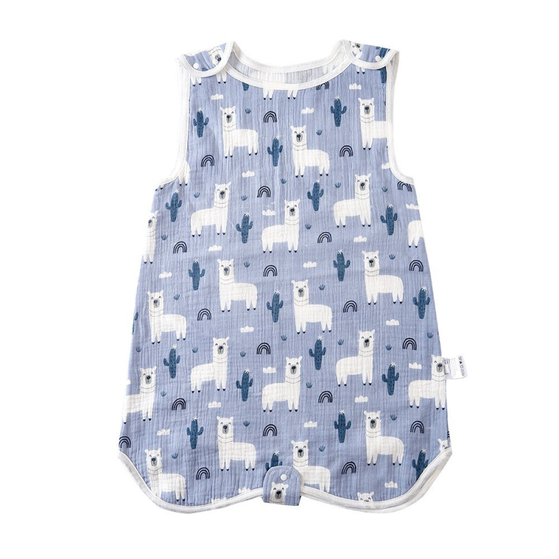 Spavaća vreća za bebe u vestnom stilu, bez rukava, od čistog pamuka (≥95%), podstava i punilo od pamuka; pogodno za ljeto, proljeće i jesen.