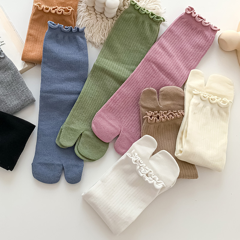 Čipkaste čarape za odvojene prste, pamukove, srednje dužine, japanski stil, za žene, za sve sezone
