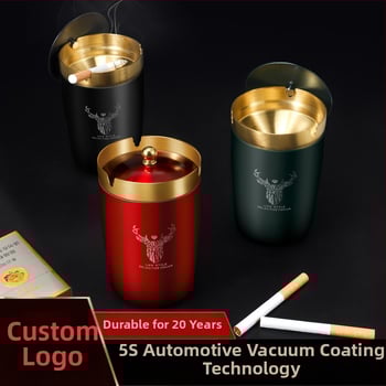 Пепелник за кола с капак, неръждаема стомана, модел ZC055, 0.35 кг, леене, за кола и дом