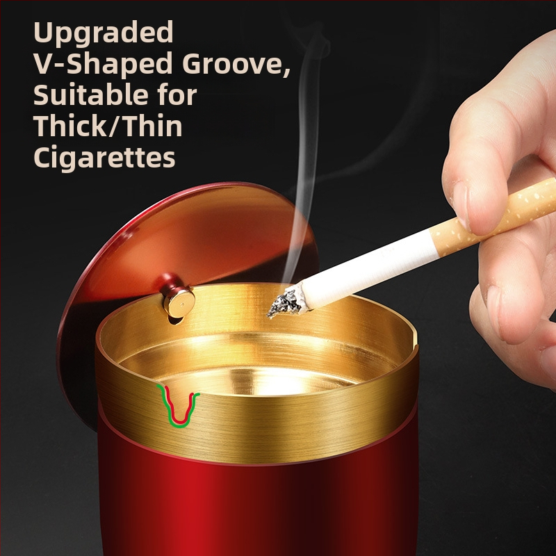 Пепелник за кола с капак, неръждаема стомана, модел ZC055, 0.35 кг, леене, за кола и дом