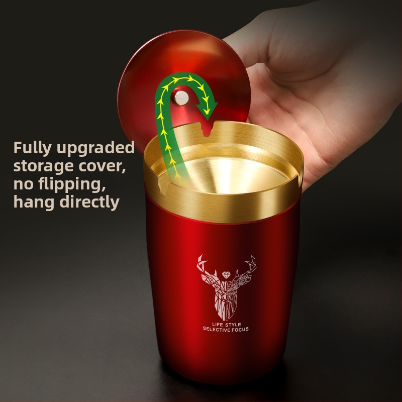 Пепелник за кола с капак, неръждаема стомана, модел ZC055, 0.35 кг, леене, за кола и дом