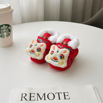 Unisex βρεφικά παπούτσια‑καλτσάκια για χειμώνα, ζεστά με παχύ επάνω μέρος από ύφασμα, υφασμάτινη σόλα, Velcro κλείσιμο, μοτίβο καρτούν, για ηλικίες 6–12 μηνών