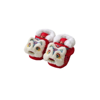 Unisex βρεφικά παπούτσια‑καλτσάκια για χειμώνα, ζεστά με παχύ επάνω μέρος από ύφασμα, υφασμάτινη σόλα, Velcro κλείσιμο, μοτίβο καρτούν, για ηλικίες 6–12 μηνών