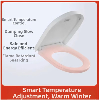 Toaletné sedadlo s termostatickým vykurovaním, klasický veľký U tvar, elektrické vykurovanie s konštantnou teplotou, materiál PP doska, nastaviteľná vzdialenosť montážnych otvorov 12–17 cm
