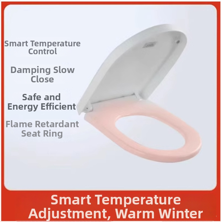 Toaletné sedadlo s termostatickým vykurovaním, klasický veľký U tvar, elektrické vykurovanie s konštantnou teplotou, materiál PP doska, nastaviteľná vzdialenosť montážnych otvorov 12–17 cm
