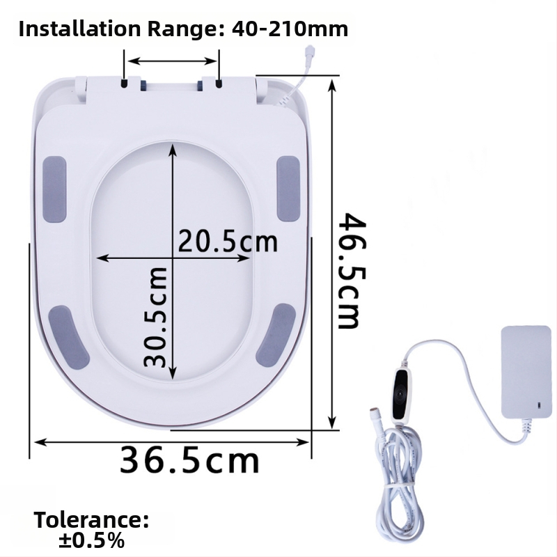 Toaletné sedadlo s termostatickým vykurovaním, klasický veľký U tvar, elektrické vykurovanie s konštantnou teplotou, materiál PP doska, nastaviteľná vzdialenosť montážnych otvorov 12–17 cm