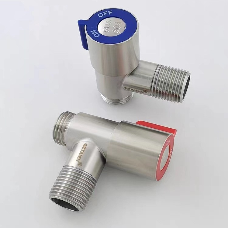 Mini uhlový ventil z 304 nerezovej ocele pre horúcu vodu, in-wall montáž, model Mini Angle Valve, prevádzkový tlak 1,2 MPa, materiál: oceľ