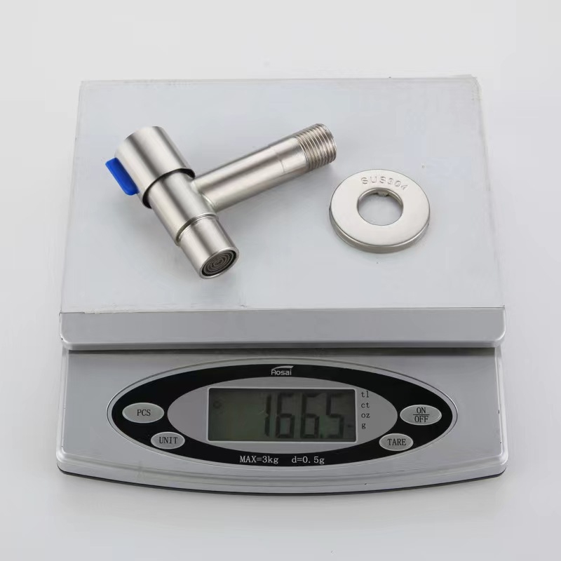 Mini uhlový ventil z 304 nerezovej ocele pre horúcu vodu, in-wall montáž, model Mini Angle Valve, prevádzkový tlak 1,2 MPa, materiál: oceľ