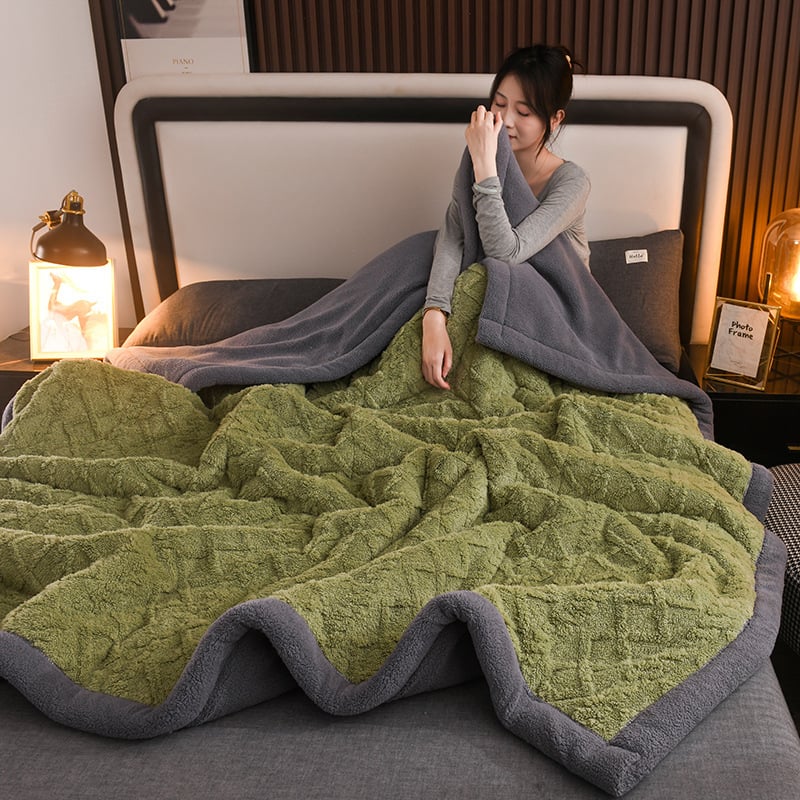 Troslojna fleece deka, zimska toplina, deka za kauč, veluru tekstura