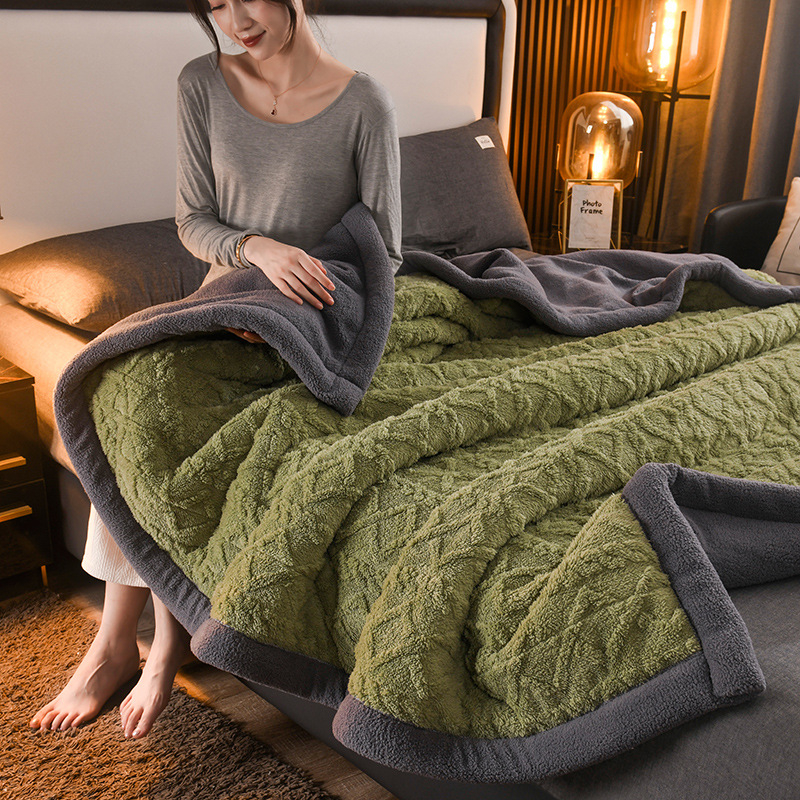 Troslojna fleece deka, zimska toplina, deka za kauč, veluru tekstura