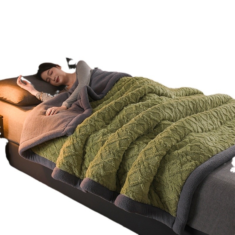 Troslojna fleece deka, zimska toplina, deka za kauč, veluru tekstura