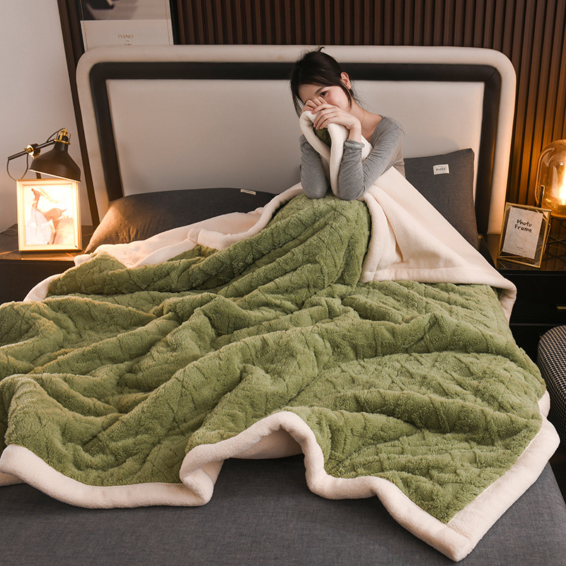 Troslojna fleece deka, zimska toplina, deka za kauč, veluru tekstura