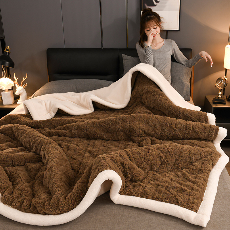 Troslojna fleece deka, zimska toplina, deka za kauč, veluru tekstura