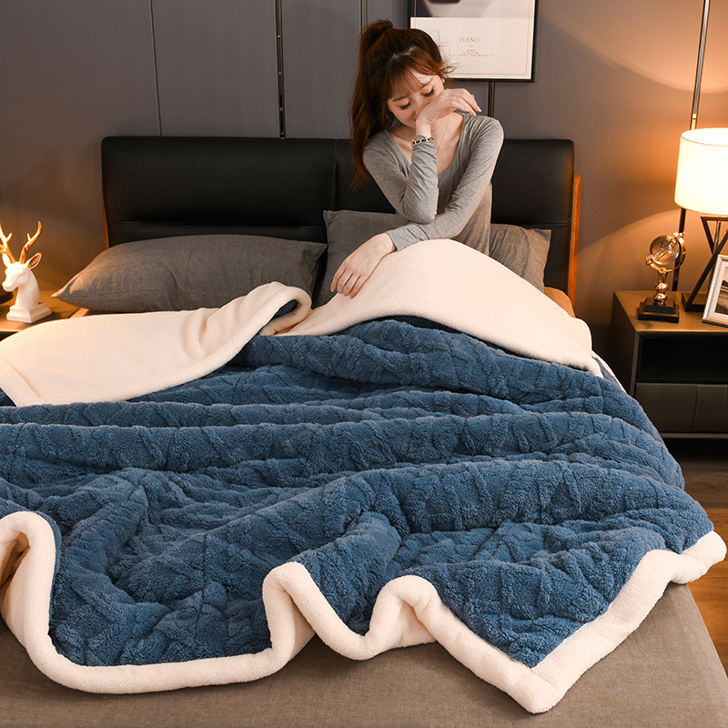 Troslojna fleece deka, zimska toplina, deka za kauč, veluru tekstura