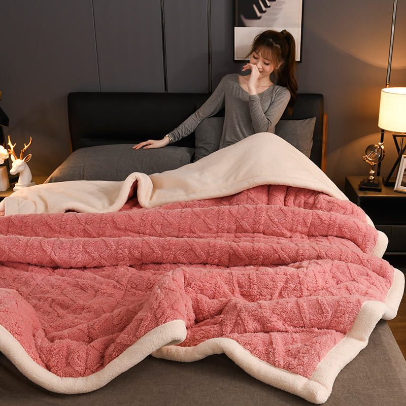 Troslojna fleece deka, zimska toplina, deka za kauč, veluru tekstura