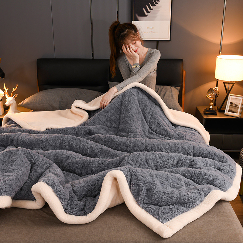 Troslojna fleece deka, zimska toplina, deka za kauč, veluru tekstura
