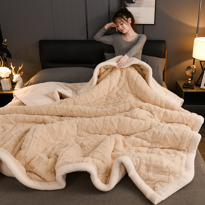 Troslojna fleece deka, zimska toplina, deka za kauč, veluru tekstura