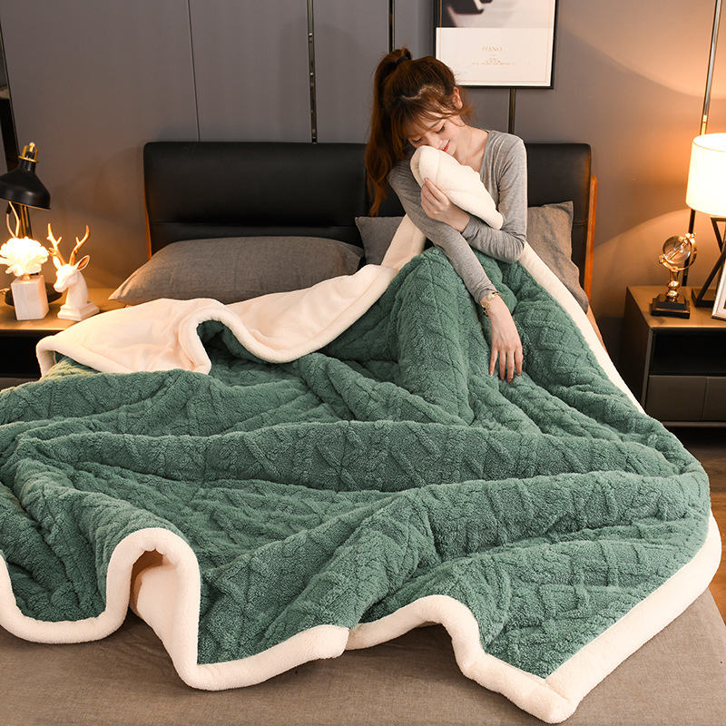 Troslojna fleece deka, zimska toplina, deka za kauč, veluru tekstura
