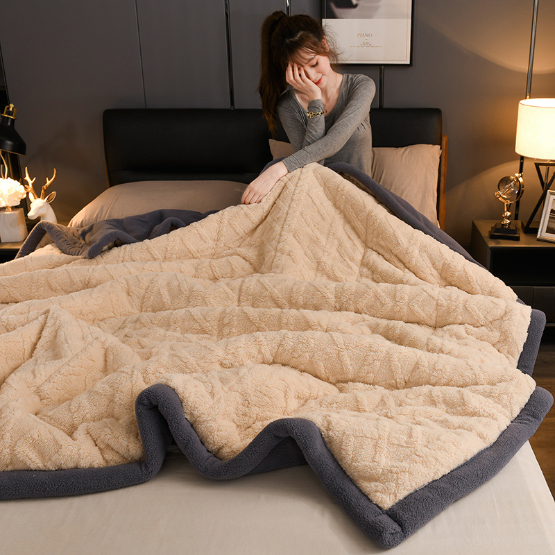 Troslojna fleece deka, zimska toplina, deka za kauč, veluru tekstura