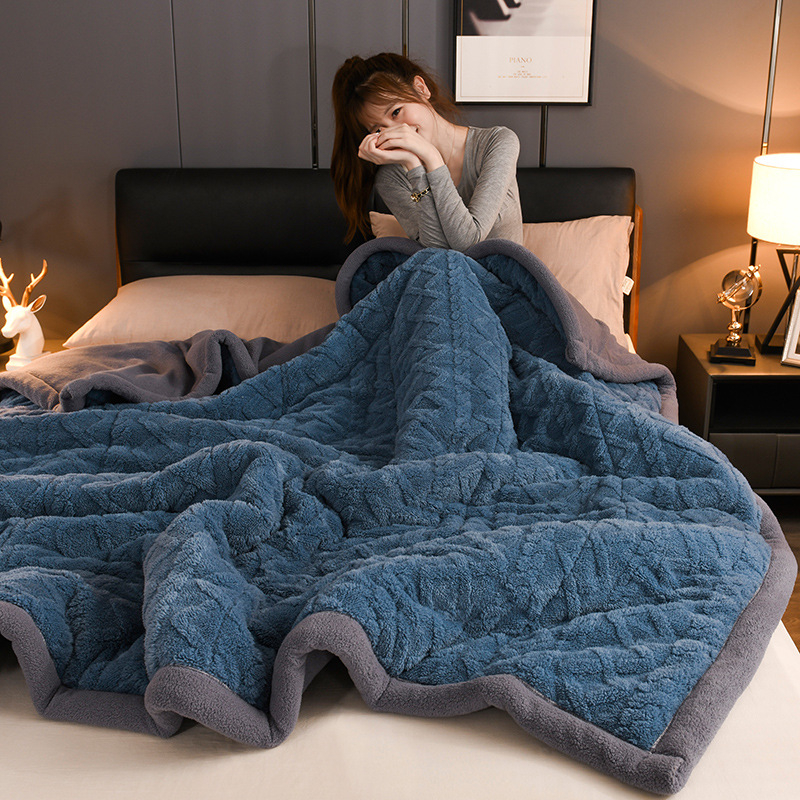 Troslojna fleece deka, zimska toplina, deka za kauč, veluru tekstura
