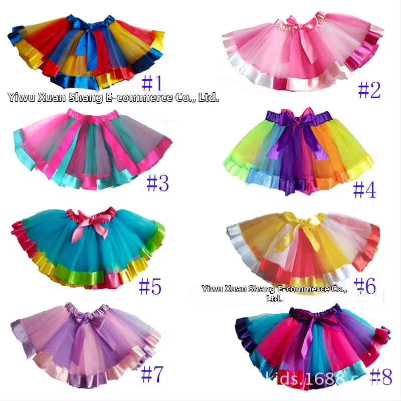 Fustă pentru copii cu croială neregulată – material din nylon; material principal 90% poliester, pentru fete 3–8 ani, vară