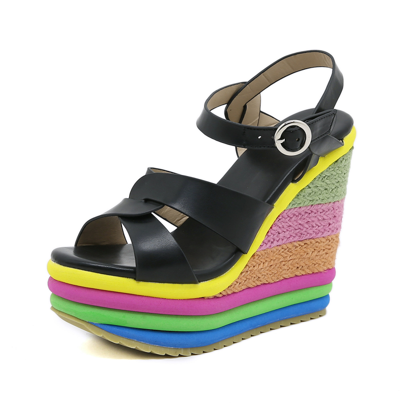 Sandale cu design gură de pește, închidere cu cataramă, partea superioară din piele reciclată, vârf rotund, talpă din cauciuc brut, căptușeală PU