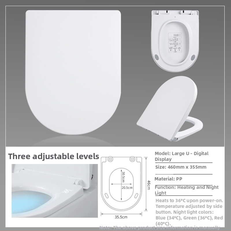 Inteligentné sedátko na toaletu s konštantnou teplotou, PP doska, nastaviteľné rozstupy otvorov, minimalistický štýl, bez diaľkového ovládania.