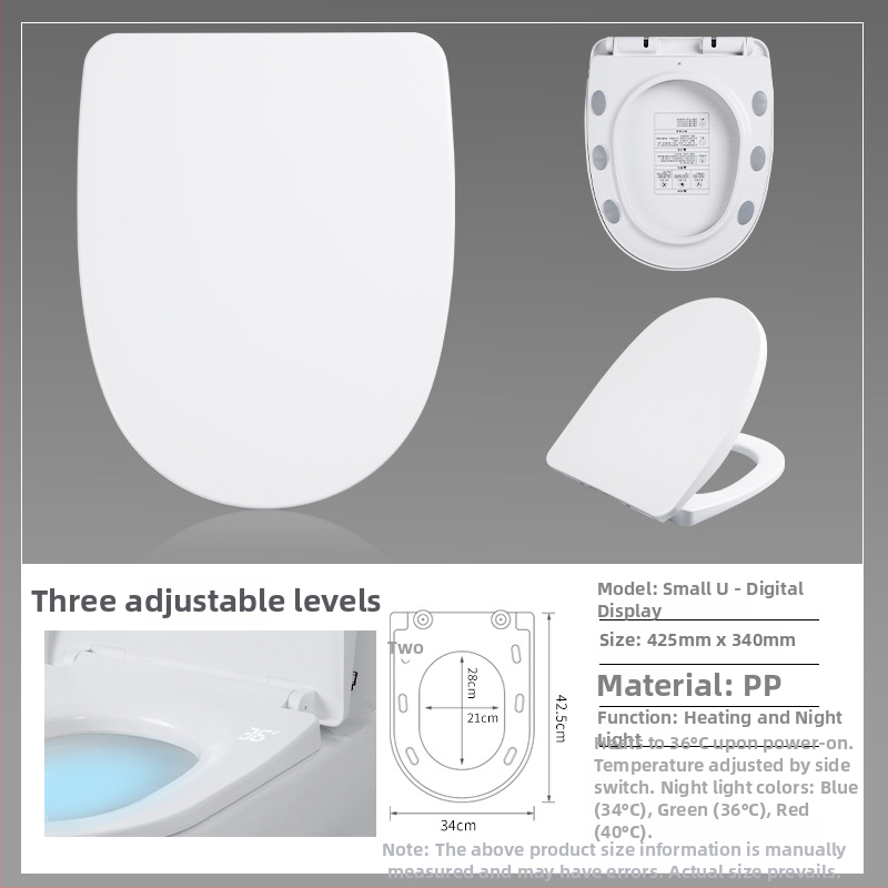 Inteligentné sedátko na toaletu s konštantnou teplotou, PP doska, nastaviteľné rozstupy otvorov, minimalistický štýl, bez diaľkového ovládania.
