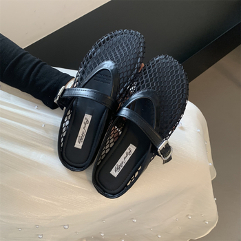 Мери Джейн обувки с мрежеста горна част, PU подплата, гумена подметка, кръгъл нос.