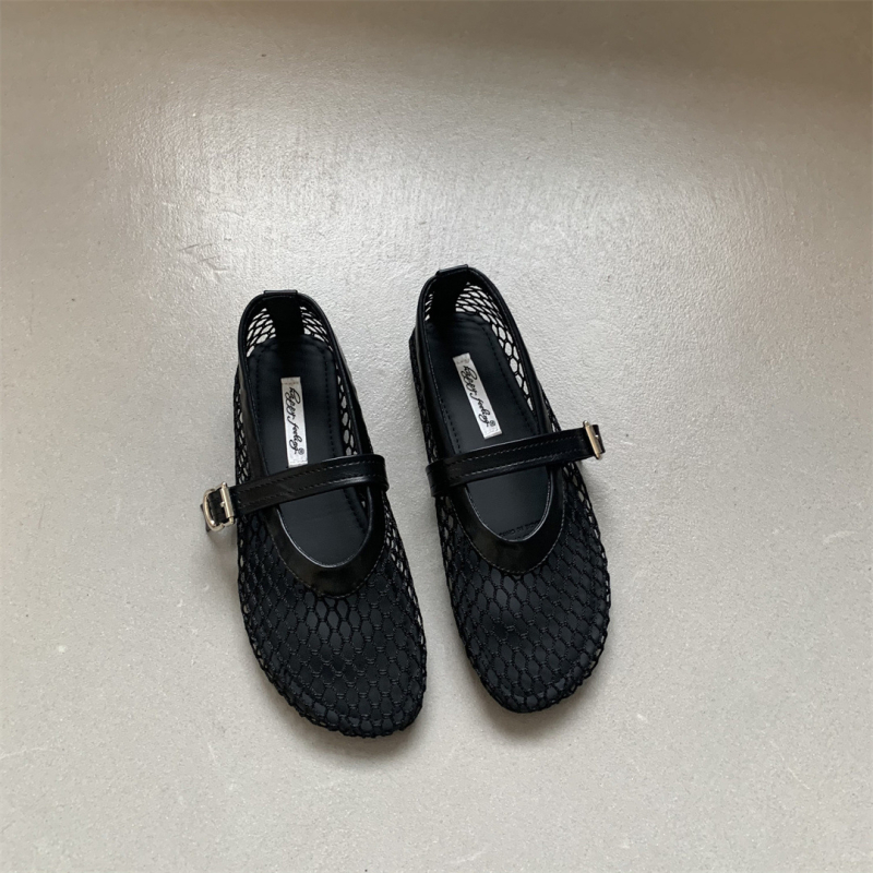 Мери Джейн обувки с мрежеста горна част, PU подплата, гумена подметка, кръгъл нос.