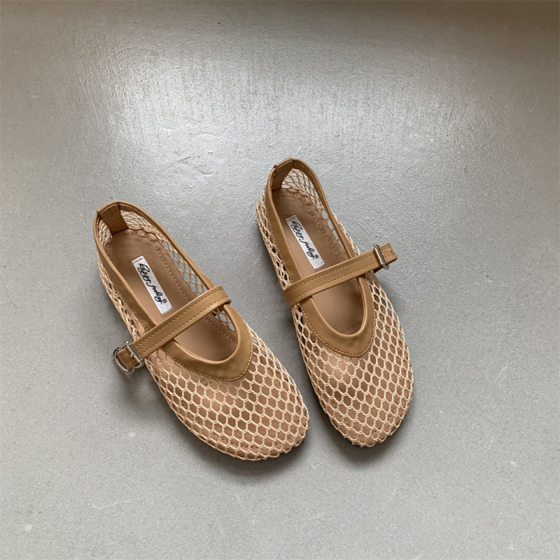 Мери Джейн обувки с мрежеста горна част, PU подплата, гумена подметка, кръгъл нос.