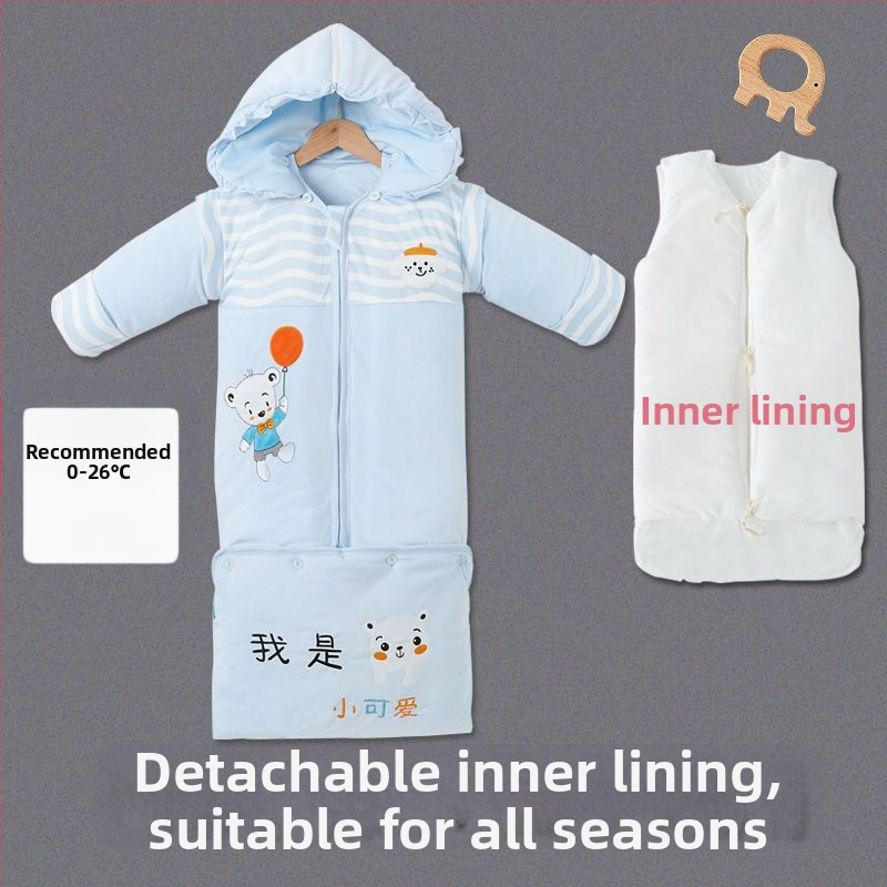 Sac de dormit pentru copii, toamnă/iarnă, bumbac, stil desen animat, protecție anti-kick