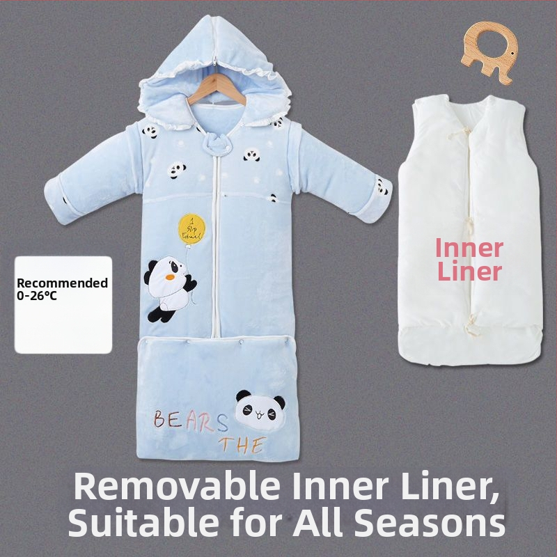 Sac de dormit pentru copii, toamnă/iarnă, bumbac, stil desen animat, protecție anti-kick