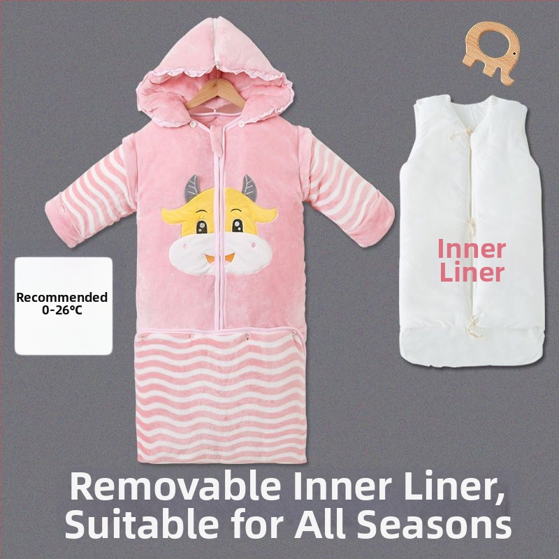 Sac de dormit pentru copii, toamnă/iarnă, bumbac, stil desen animat, protecție anti-kick